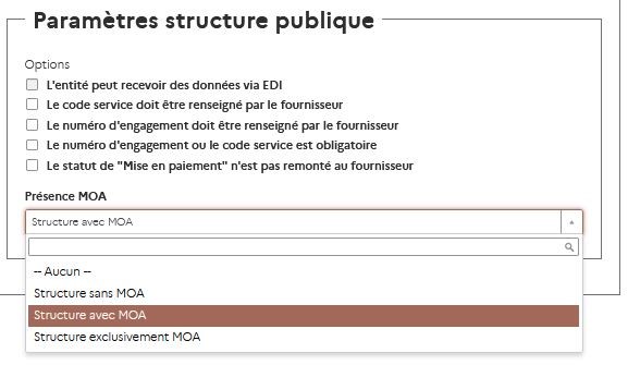 Bloc paramètres structure publique