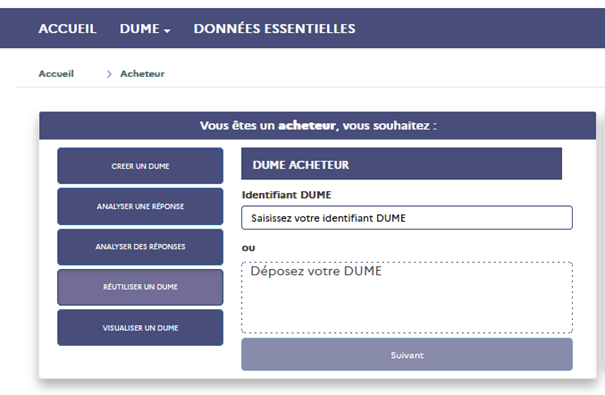 Réutiliser une DUME Acheteur