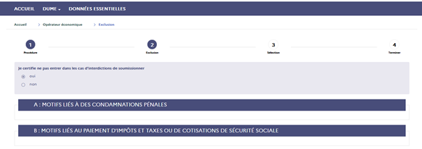 DUME Entreprise : partie 3